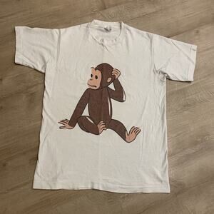 Vintage 90s Curious George Big Yellow Hat T-Shirt Men's Medium M Single Stitch